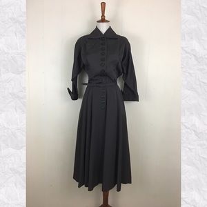 Vintage Collared 3/4 Sleeve A-Line Dress